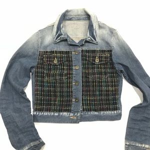 Tinseltown Jean Jacket Distress with Front Panels Size M
